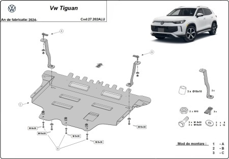 Scut motor din aluminiu Volkswagen Tiguan 2024 - 2026 - Img 3