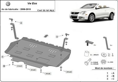 Scut motor din aluminiu VW Eos 2006 - 2015 - Img 3