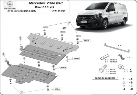 Scut motor Mercedes Viano W447 - 2.2 D, 4x4 2014 - 2020 - Img 3