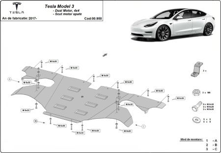 Scut motor spate Tesla Model 3 AWD 2017 - 2026 - Img 3