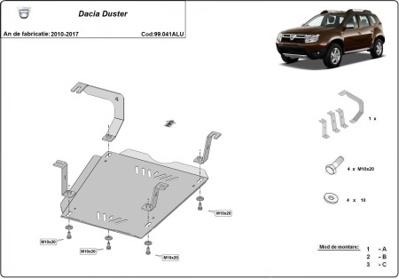 Scut rezervor din aluminiu Dacia Duster 2010 - 2017 - Img 3