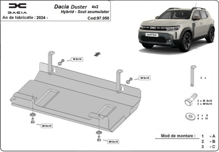 Scut acumulator metalic Dacia Duster Hybrid 2024 - 2026 - Img 3