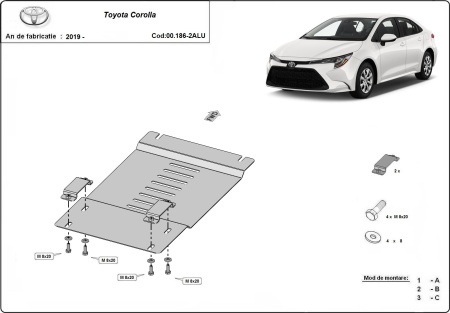Scut antifurt din aluminiu pentru catalizator Toyota Corolla 2019 - 2026 - Img 3
