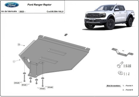 Scut cutie de viteză din aluminiu Ford Ranger Raptor 2023 - 2026 - Img 3