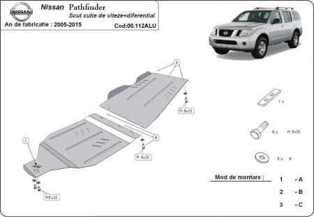 Scut cutie de viteză din aluminiu Nissan Pathfinder 2005 - 2015 - Img 3