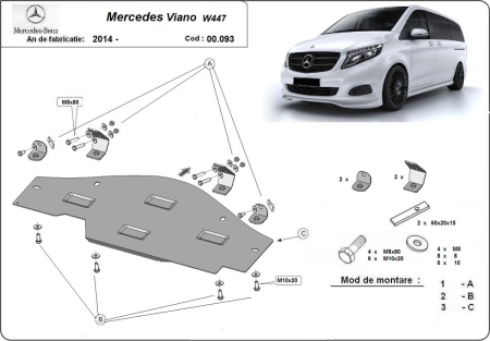 Scut metalic pentru sistemul Stop&amp;amp;Go Mercedes Viano W447, 4x2, 1.6 D 2014 - 2026 - Img 3