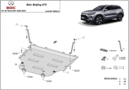 Scut motor din aluminiu BAIC Beijing X75 2020 - 2023 - Img 3