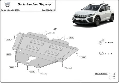 Scut motor din aluminiu Dacia Sandero Stepway 2021 - 2026 - Img 3