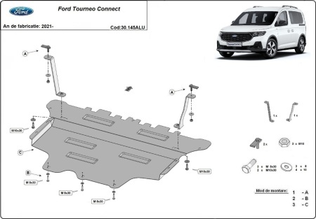 Scut motor din aluminiu Ford Tourneo Connect 2021 - 2026 - Img 3