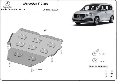 Scut motor din aluminiu Mercedes T-Class 2021 - 2026 - Img 3
