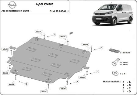 Scut motor din aluminiu Opel Vivaro 2019 - 2026 - Img 3