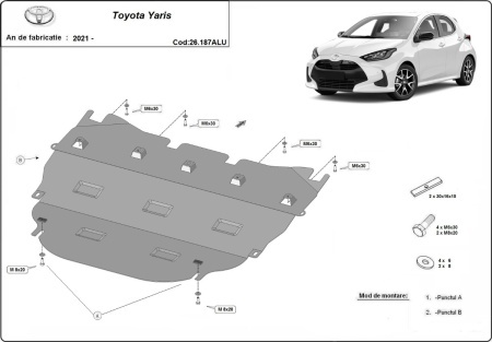 Scut motor din aluminiu Toyota Yaris 2021 - 2026 - Img 3