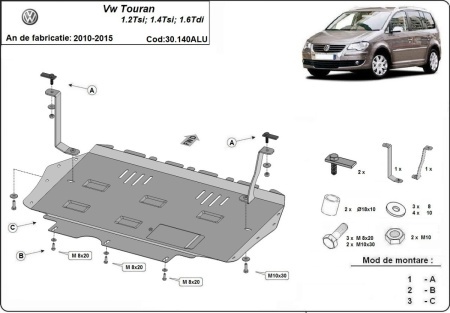 Scut motor din aluminiu Volkswagen Touran 2010 - 2015 - Img 3