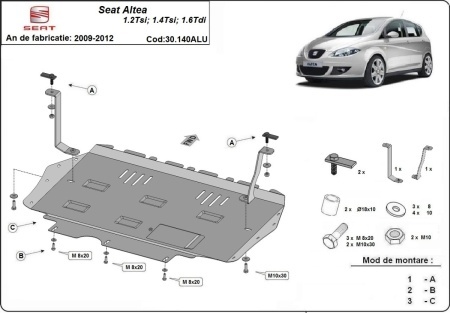 Scut motor și cutie de viteză din aluminiu Seat Altea 2009 - 2012 - Img 3