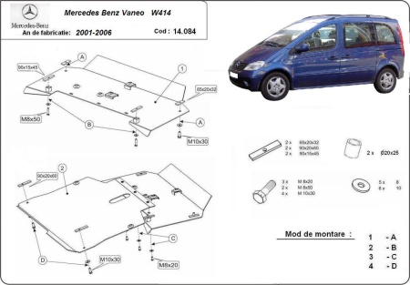 Scut motor și cutie de viteză Mercedes Vaneo W414 2001 - 2006 - Img 3