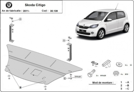 Scut motor și cutie de viteză Skoda Citigo 2011 - 2020 - Img 3