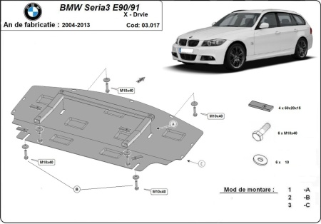Scut sub bara fata si radiator BMW seria 3 - E90 2004 - 2013 - Img 3