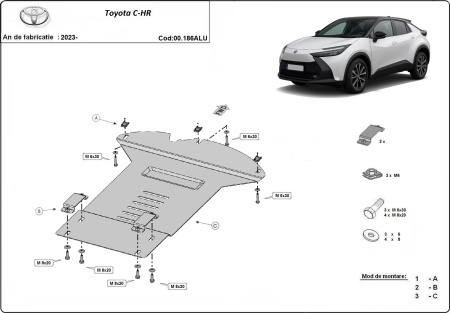 Scut antifurt din aluminiu pentru catalizator Toyota C-HR 2023 - 2026 - Img 3