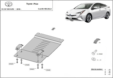 Scut antifurt din aluminiu pentru catalizator Toyota Prius 2019 - 2026 - Img 3