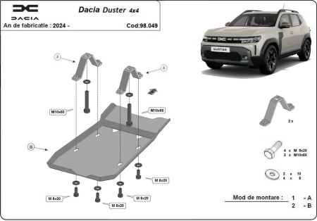 Scut diferențial din aluminiu Dacia Duster 4x4 2024 - 2026 - Img 3