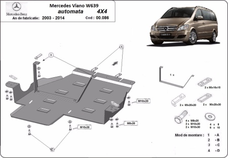 Scut metalic cutie de viteză și reductor Mercedes Viano W639, varianta 4x4 automată 2003 - 2014 - Img 3