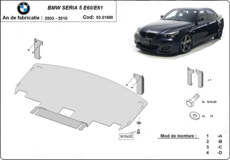 Scut motor BMW Seria 5 E60/E61 cu bară M 2003 - 2010 - Img 3