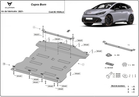 Scut motor din aluminiu Cupra Born 2021 - 2026 - Img 3
