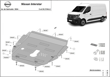 Scut motor din aluminiu Nissan Interstar 2024 - 2026 - Img 3