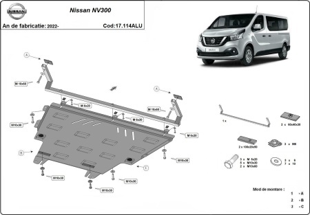 Scut motor din aluminiu Nissan NV300 2022 - 2026 - Img 3