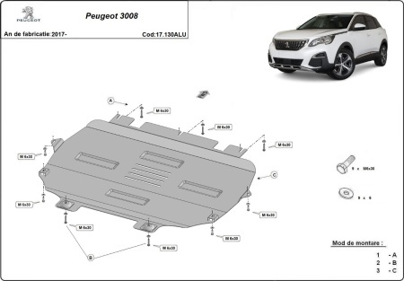 Scut motor din aluminiu Peugeot 3008 2017 - 2026 - Img 3