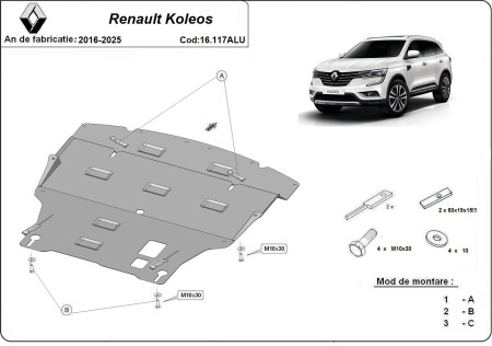 Scut motor din aluminiu Renault Koleos 2016 - 2025 - Img 3