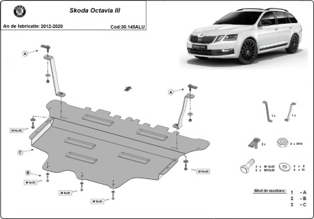 Scut motor din aluminiu Skoda Octavia 3 2012 - 2020 - Img 3