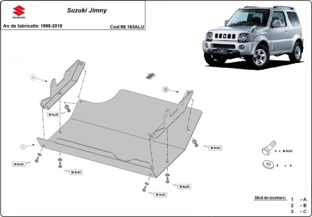 Scut motor din aluminiu Suzuki Jimny 1998 - 2018 - Img 3