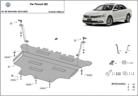 Scut motor din aluminiu Volkswagen Passat B8 2014 - 2023 - Img 3