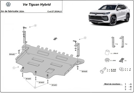 Scut motor din aluminiu Volkswagen Tiguan 2024 - 2026 - Img 3