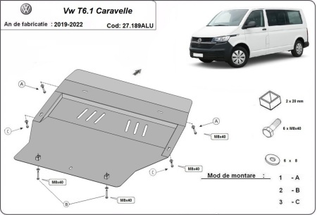 Scut motor din aluminiu Volkswagen Transporter T6.1 Caravelle 2019 - 2022 - Img 3