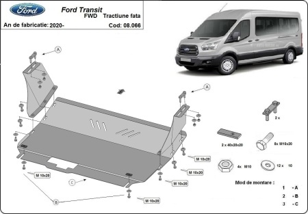 Scut motor Ford Transit - tractiune fata 2020 - 2026 - Img 3