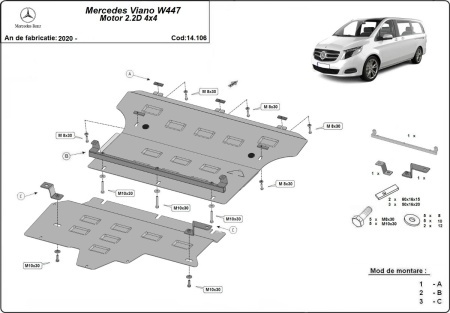Scut motor Mercedes Viano W447 - 2.2 D, 4x4 2020 - 2026 - Img 3