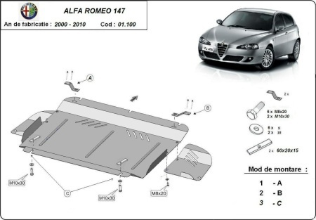 Scut motor și cutie de viteză Alfa Romeo 147 2000 - 2010 - Img 3