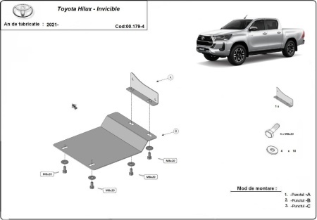 Scut senzor filtru de particule din aluminiu Toyota Hilux 2021 - 2026 - Img 5