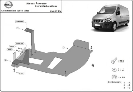 Scut antifurt catalizator Nissan Interstar 2010 - 2021 - Img 3