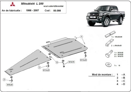 Scut cutie de viteză și diferențial Mitsubishi L 200 1998 - 2007 - Img 3