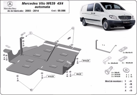 Scut metalic cutie de viteză și reductor Mercedes Vito W639, varianta 4x4 automată 2003 - 2014 - Img 3