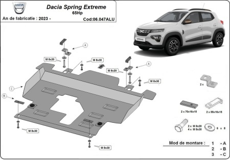Scut motor aluminiu Dacia Spring Extreme 2023 - 2024 - Img 3