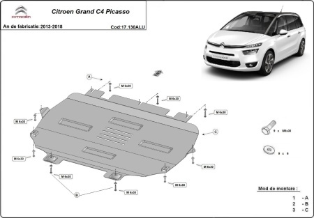 Scut motor din aluminiu Citroen Grand C4 Picasso 2013 - 2018 - Img 3