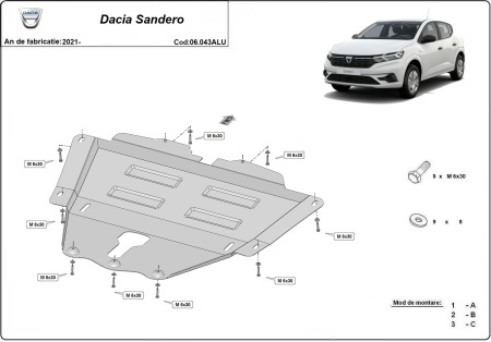 Scut motor din aluminiu Dacia Sandero 2021 - 2026 - Img 3