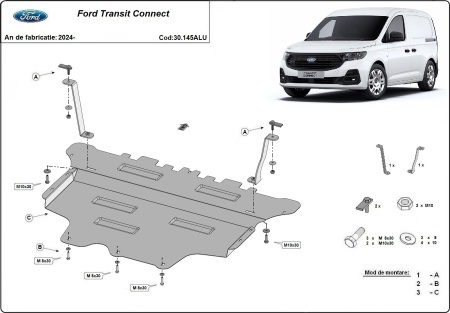 Scut motor din aluminiu Ford Transit Connect 2024 - 2026 - Img 3