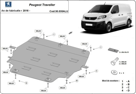 Scut motor din aluminiu Peugeot Traveller 2016 - 2026 - Img 3