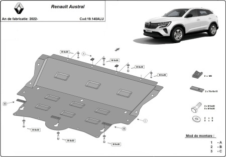 Scut motor din aluminiu Renault Austral 2022 - 2026 - Img 3