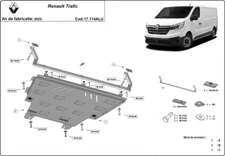 Scut motor din aluminiu Renault Trafic 2022 - 2026 - Img 3